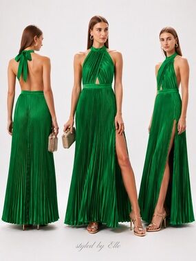 L'Idee | Dresses | Lidee Gala Midi Dress In Bright Green | Poshmark